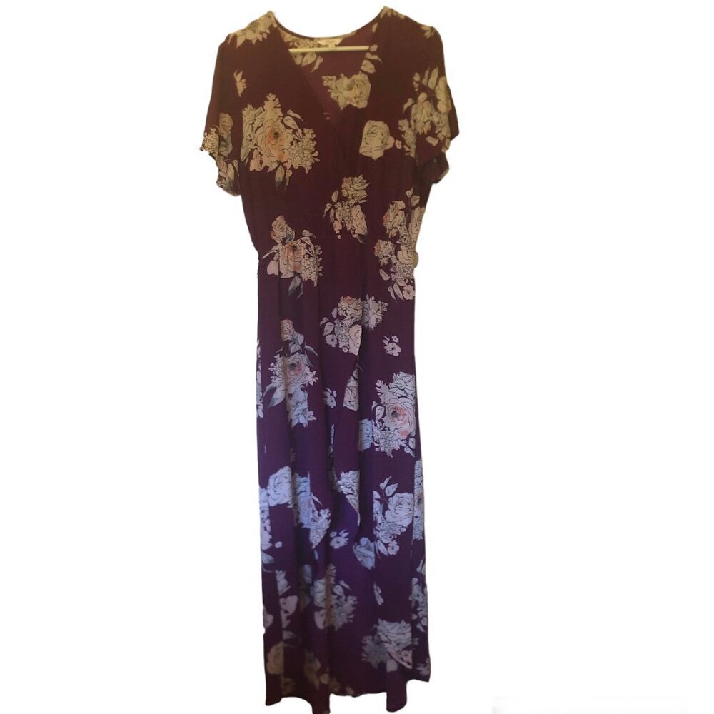 Candie's purple floral high/low dress w/ built-in shorts sz XL [juniors']